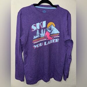 There Abouts Men’s Purple Ski Graphic Lightweight Cozy Long Sleeve Shirt